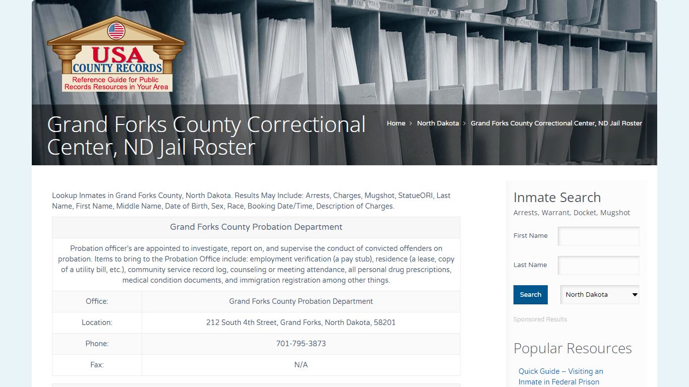 Grand Forks County Correctional Center, ND Jail Roster ...